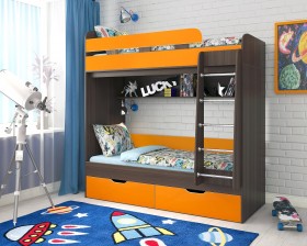 Кровать двухъярусная Юниор-5  Бодего/Оранжевый в Ленске - lensk.katalogmebeli.com | фото