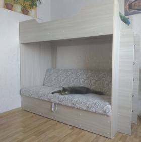 Кровать двухъярусная с диваном (Беленый дуб) в Ленске - lensk.katalogmebeli.com | фото 1