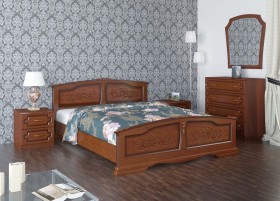 Кровать Елена из массива сосны 1400*2000 Орех в Ленске - lensk.katalogmebeli.com | фото