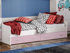 Кровать Fashion-1 Вега 0,9 м (Белый/Розовый) в Ленске - lensk.katalogmebeli.com | фото