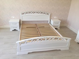 Кровать Грация-1 из массива сосны 900*2000 Белый античный в Ленске - lensk.katalogmebeli.com | фото 9