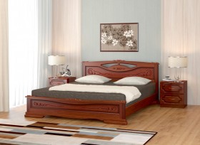 Кровать Карина-7 из массива сосны 1400*2000 Орех в Ленске - lensk.katalogmebeli.com | фото 1