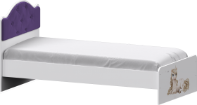 Кровать Каспер с мягкой спинкой и фотопечатью (800х1900)Белый/Фиолетовый в Ленске - lensk.katalogmebeli.com | фото 1