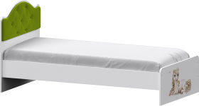 Кровать Каспер с мягкой спинкой и фотопечатью (800х1900)Белый/Лайм в Ленске - lensk.katalogmebeli.com | фото