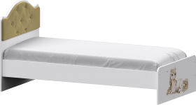 Кровать Каспер с мягкой спинкой и фотопечатью (800х1900)  Белый/Ваниль в Ленске - lensk.katalogmebeli.com | фото