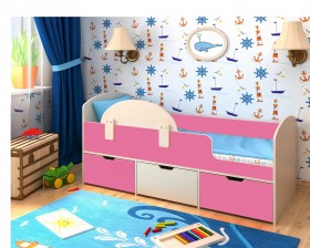 Кровать Малыш-мини Дуб молочный/Розовый в Ленске - lensk.katalogmebeli.com | фото