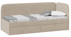 Кровать «Молли» с мягкой обивкой (900) тип 1 (Микровелюр Scandi Cream 03) в Ленске - lensk.katalogmebeli.com | фото
