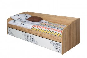 Кровать с 2 ящиками «Оксфорд» (Ривьера/Белый с рисунком) в Ленске - lensk.katalogmebeli.com | фото 3