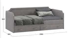 Кровать с мягкой обивкой и ящиками «Кантри» Тип 1 (900) (Велюр Светло-серый) в Ленске - lensk.katalogmebeli.com | фото 3