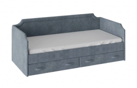 Кровать с мягкой обивкой и ящиками «Кантри» Тип 1 (900) (Замша синяя) в Ленске - lensk.katalogmebeli.com | фото