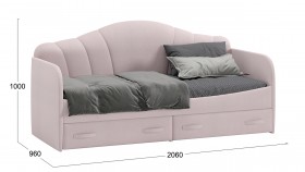 Кровать с мягкой спинкой и ящиками «Сабрина» 900 Пудровый в Ленске - lensk.katalogmebeli.com | фото 3
