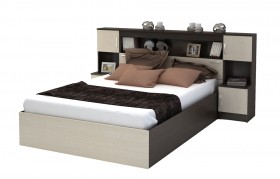 Кровать с прикроватным блоком КР 552 Спальня Basya (венге/белфорт) в Ленске - lensk.katalogmebeli.com | фото