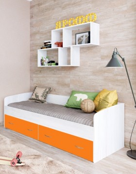 Кровать с выкатными ящиками Винтерберг/Оранжевый в Ленске - lensk.katalogmebeli.com | фото 1
