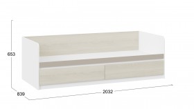 Кровать «Сканди» с 2 ящиками Дуб Гарден/Белый/Глиняный серый в Ленске - lensk.katalogmebeli.com | фото 3