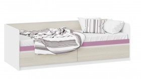 Кровать «Сканди» с 2 ящиками Дуб Гарден/Белый/Лиловый в Ленске - lensk.katalogmebeli.com | фото