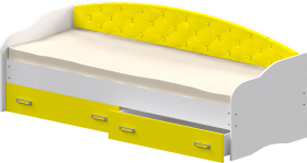 Кровать Софа-7 с мягкой спинкой (800х1900) Белый/Желтый в Ленске - lensk.katalogmebeli.com | фото