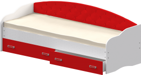 Кровать Софа-7 с мягкой спинкой (800х1900) Белый/Красный в Ленске - lensk.katalogmebeli.com | фото