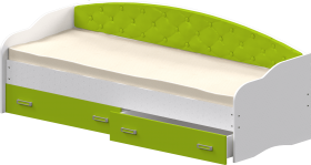 Кровать Софа-7 с мягкой спинкой (800х1900) Белый/Лайм в Ленске - lensk.katalogmebeli.com | фото 1