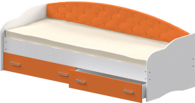 Кровать Софа-7 с мягкой спинкой (800х1900) Белый/Оранжевый в Ленске - lensk.katalogmebeli.com | фото