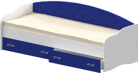Кровать Софа-7 с мягкой спинкой (800х1900) Белый/Синий в Ленске - lensk.katalogmebeli.com | фото