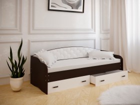 Кровать Софа-7 с мягкой спинкой (800х1900) Венге/ Белый в Ленске - lensk.katalogmebeli.com | фото