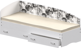 Кровать Софа-9 с мягкой спинкой с рисунком Милана (900х1900) Белый в Ленске - lensk.katalogmebeli.com | фото 1