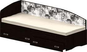 Кровать Софа-9 с мягкой спинкой с рисунком Милана (900х1900) Венге в Ленске - lensk.katalogmebeli.com | фото 1