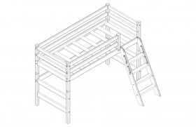 Кровать Соня вариант 6 полувысокая с наклонной лестницей Белый полупрозрачный в Ленске - lensk.katalogmebeli.com | фото 3
