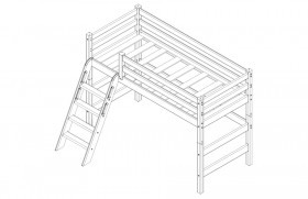 Кровать Соня вариант 6 полувысокая с наклонной лестницей Белый полупрозрачный в Ленске - lensk.katalogmebeli.com | фото 4