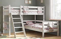 Кровать Соня вариант 8 угловая с наклонной лестницей Белый полупрозрачный в Ленске - lensk.katalogmebeli.com | фото 1