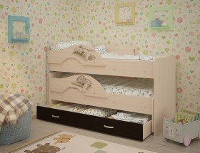 Кровать выкатная Радуга-Сафари детская 1600 Млечный дуб/Венге в Ленске - lensk.katalogmebeli.com | фото