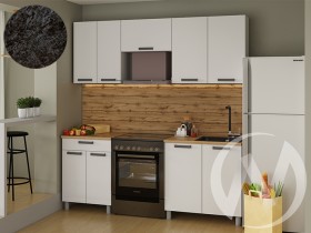 Кухня Кьяра 2.0м с окапом (корпус белый/карбон фарфор) 26мм кастилло темный в Ленске - lensk.katalogmebeli.com | фото