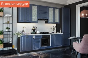 Кухня Ницца высокие модули (Дуб чернильный/корпус венге) в Ленске - lensk.katalogmebeli.com | фото