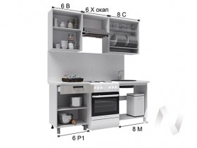 Кухня Салли 2.0 м с окапом (белый/сандал белый, серый/26 мм/дуб вотан) в Ленске - lensk.katalogmebeli.com | фото 3