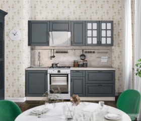 Кухня Регина 24 2,4 м (Серый матовый/Белый) в Ленске - lensk.katalogmebeli.com | фото
