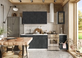 Кухонный гарнитур Нувель 1800мм белый/бетон черный в Ленске - lensk.katalogmebeli.com | фото