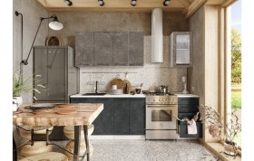 Кухонный гарнитур Нувель 1800мм белый/бетон коричневый/бетон черный в Ленске - lensk.katalogmebeli.com | фото