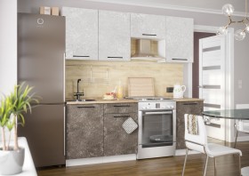 Кухонный гарнитур Нувель 2100мм белый/бетон коричневый в Ленске - lensk.katalogmebeli.com | фото 1