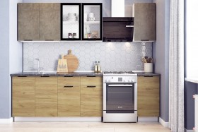 Кухонный гарнитур Стоун 2.0 (белый/камень темно-серый/акация светлая) в Ленске - lensk.katalogmebeli.com | фото