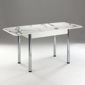 Кухонный стол 1100*700/400 ф 2 Пластик, мрамор белый в Ленске - lensk.katalogmebeli.com | фото 2