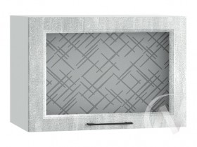 Либерти Шкаф верхний горизонтальный со стеклом ШВГС 609 (Холст грей/корпус белый) в Ленске - lensk.katalogmebeli.com | фото