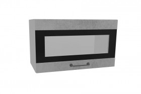 Лофт ПГСФ 600 шкаф верхний горизонтальный со стеклом и фотопечатью (Бетон светлый/корпус Серый) в Ленске - lensk.katalogmebeli.com | фото