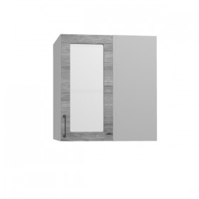 Лофт ПУС 650 шкаф верхний угловой со стеклом (Дуб майский/корпус Серый) в Ленске - lensk.katalogmebeli.com | фото