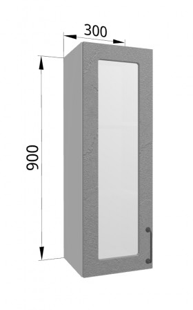 Лофт ВПС 300 шкаф верхний со стеклом высокий (Штукатурка серая/корпус Серый) в Ленске - lensk.katalogmebeli.com | фото