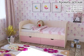 Мальвина Кровать детская 2 ящика 1.6 Розовыйй глянец в Ленске - lensk.katalogmebeli.com | фото