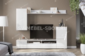 Мебель для гостиной МГС 4 (Белый/Белый глянец) в Ленске - lensk.katalogmebeli.com | фото 1
