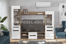 Мебель для гостиной МГС 6 (Исполнение 1/Дуб золотой/Белый глянец) в Ленске - lensk.katalogmebeli.com | фото 1