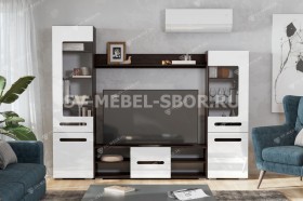 Мебель для гостиной МГС 6 (Исполнение 1/Венге/Белый глянец) в Ленске - lensk.katalogmebeli.com | фото