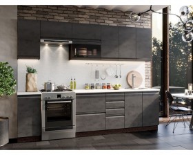 Модульная кухня Бруклин 2,8 м (Бетон черный/Венге) в Ленске - lensk.katalogmebeli.com | фото 1