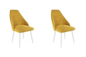 Набор стульев Милан 2 шт (желтый велюр/белый) в Ленске - lensk.katalogmebeli.com | фото